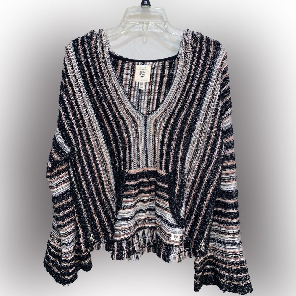 Billabong Baja Beach Hooded Sweater Black White Blush Pink Size Medium